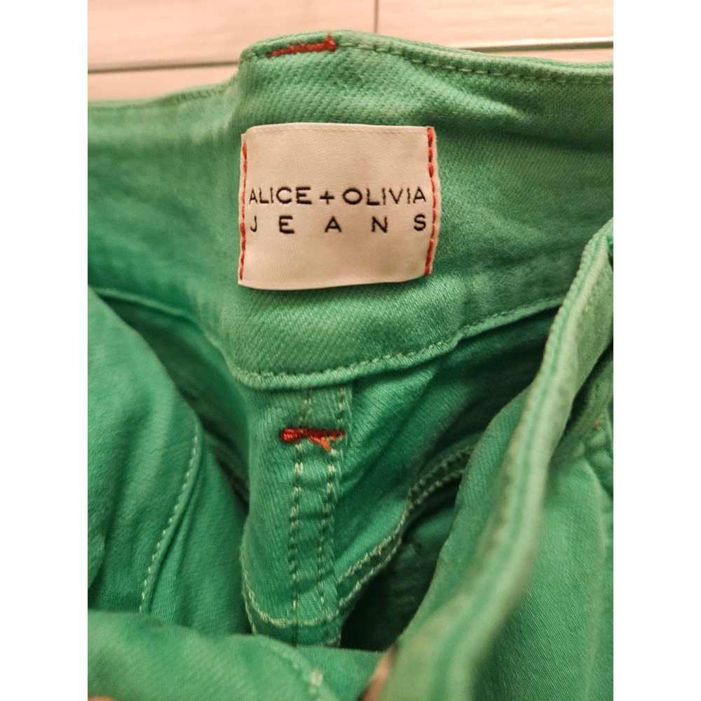 Alice + Olivia Jeans Womens 28 Green High Rise Flare Leg Stretch CD784311DYR